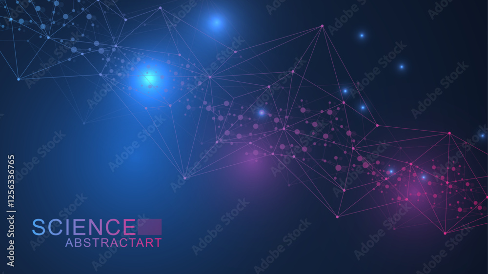 Aufkleber abstract technology connect background lines and dots with hexagons. modern hexagons technology conc