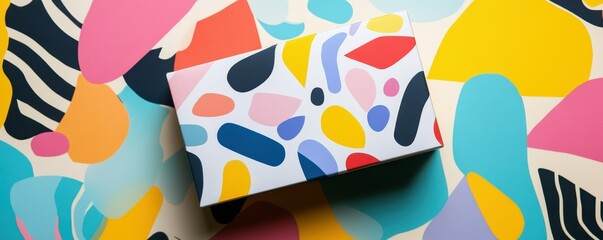 Fototapeta premium Colorful abstract art box on vibrant geometric background