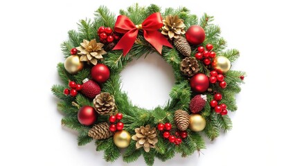 Christmas Wreath on White Background