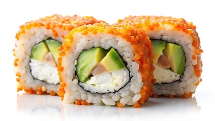 California Roll Sushi on White Background