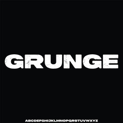 Strong sans serif display font vector with grunge texture