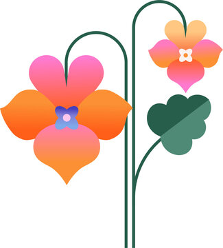 Fototapeta Colorful abstract geometric flower in Nordic folk style