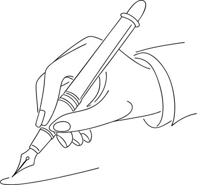 recommend clip art: Elegant Hand Holding Fountain Pen Writing on Paper