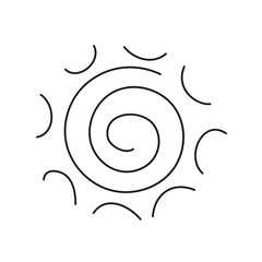 Spiral sun emblem symbolizing warmth and energy in abstract design