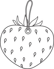 Illustration of a strawberry tag with a leaf and a loop for fastening