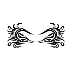 Abstract eyes, stylized ink artwork, symmetrical design, evoking nature's beauty.