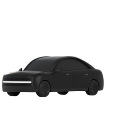 3D lowpoly black car object icon