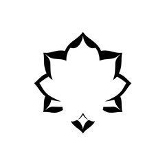 Black and White Lotus Flower,  A simple, minimalist, and abstract illustration of a lotus flower on a white background.