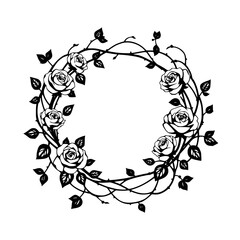 Artistic Illustration of a Wreath with Roses.