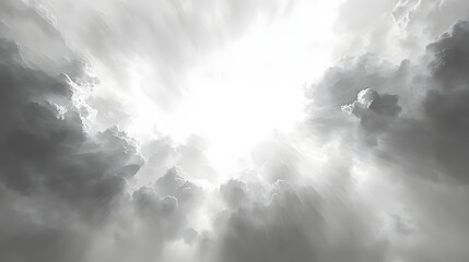 Dramatic Stormy Sky with Shaft of Sunlight Piercing Through Ominous Dark Clouds