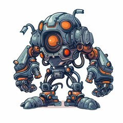 Fototapeta premium A robot with a large orange head and a small orange eye