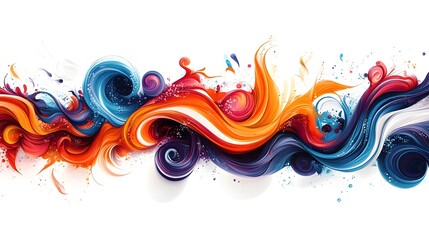 Fototapeta premium Vibrant Abstract Fluid Art Painting with Colorful Splashes and Dynamic Waves