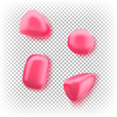 3D set of pomegranate seeds. Vector stylized illustration isolated on white background.Ripe healthy fruit.