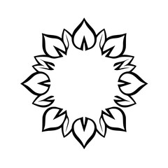 Black and white circular leaf pattern on white background.