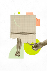 Sketch image trend artwork montage photo collage of copybook sheet body student education stand...