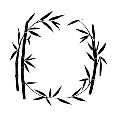 Fototapeta premium Bamboo Branches Circle, Black and White Minimalist Design
