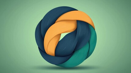 Abstract Intertwined Colorful Ribbons Forming a Knot