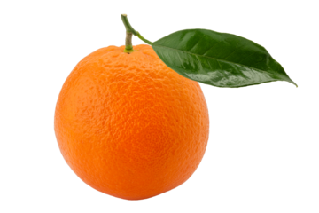 Orange fruit with green leaf isolated on white with clipping path included