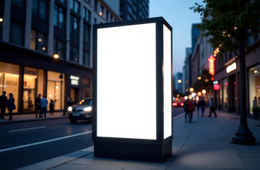 Rectangular White Advertising Sign Poster Billboard street Mockup. AI Generative