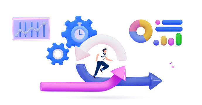 3d Agile development decisions methodology business concept Agile life rule cycle for software development diagram SCRUM