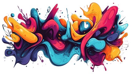 Vibrant Fluid Abstract Art with Dynamic Colorful Splashes and Expressive Digital Composition