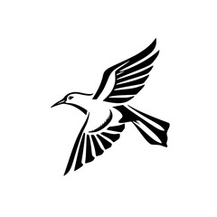 Obraz premium Bird in Flight: Vector image of a streamlined bird silhouetted against a white background in a modern, minimalist style.