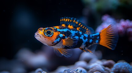 Fototapeta premium Colorful Fish Swimming in Aquarium with Vibrant Markings and Patterns