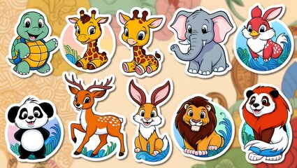 Obraz premium animal character sticker vector design