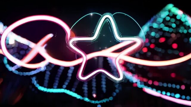 Blur colorful neon light leaks on black background. Defocused illuminated abstract futuristic texture, AI technology