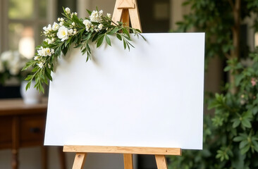 Rectangular White Advertising Sign Poster Billboard forest Mockup. AI Generative