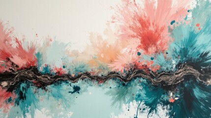 Vibrant Abstract Art with Colorful Splashes and Energetic Motion