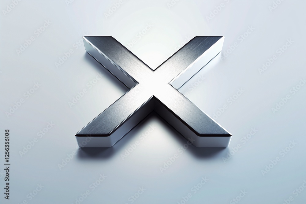 Fototapete letter x designed with new and clean metallic effect texture isolated on white background