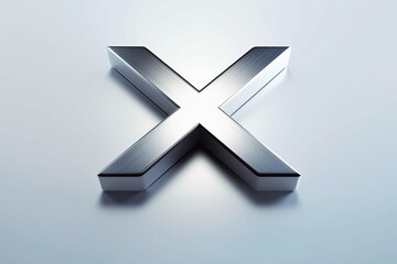 Letter X designed with new and clean metallic effect texture isolated on white background