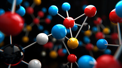Obraz premium Abstract Molecular Structure: Colorful Atoms and Bonds