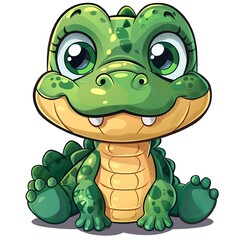 Fototapeta premium Happy crocodile wearing a little bowtie, looking charming.