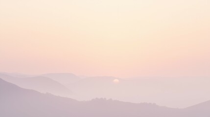 Soft Pastel Sunset Over Gentle Hills in Serene Atmospheric Setting