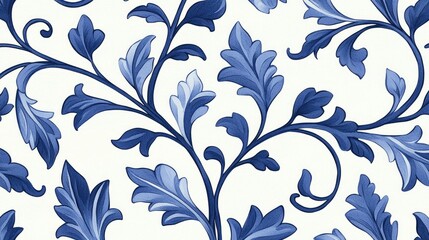 Elegant Blue Floral Vine Pattern Design
