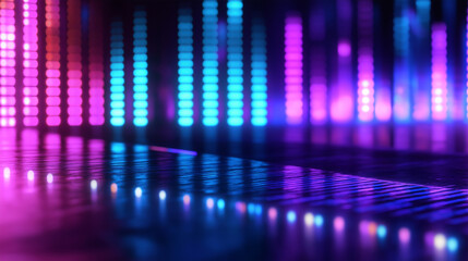 Fototapeta premium Colorful audio visualizer displaying vibrant lights and patterns during a dynamic sound performance