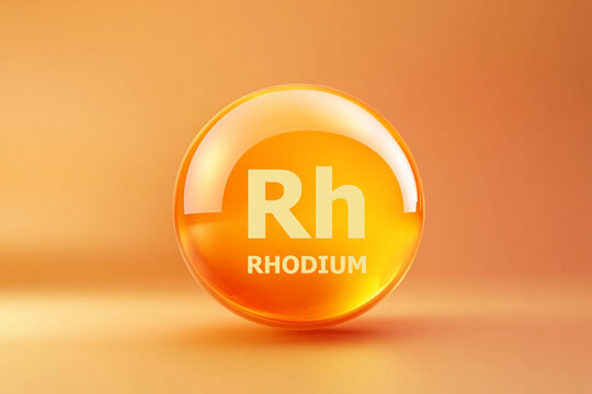 Glossy sphere with Rhodium symbol