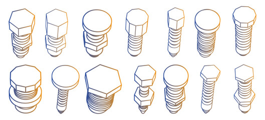 Bolt and nut icon bundle