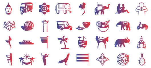 Thailand culture icon collection. Thailand travel icon sheet