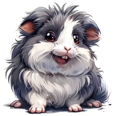 Cheerful guinea pig standing on its hind legs in a fun pose.