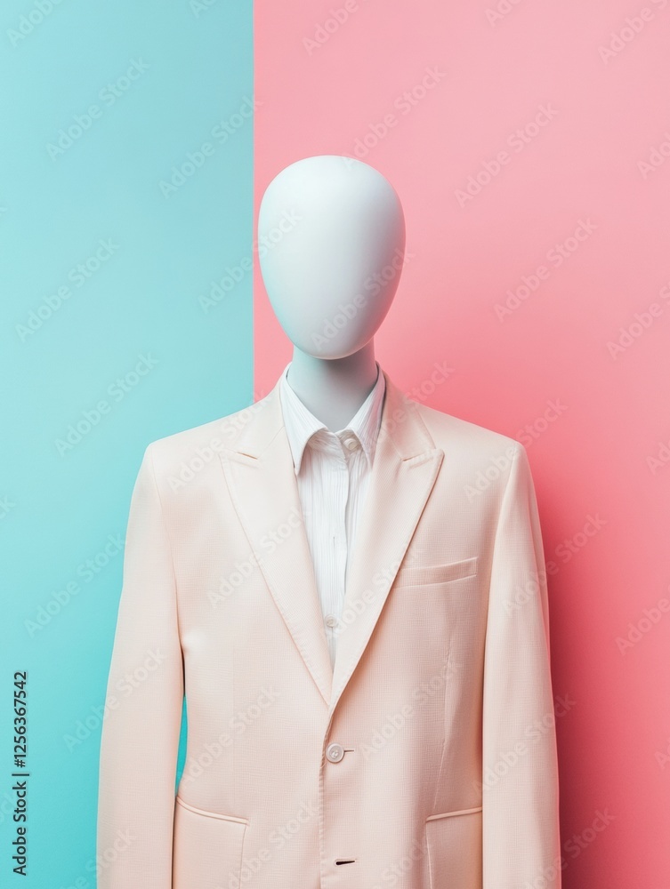 Poster stylish mannequin in modern outfit against a pastel background with clean lighting and space for tex