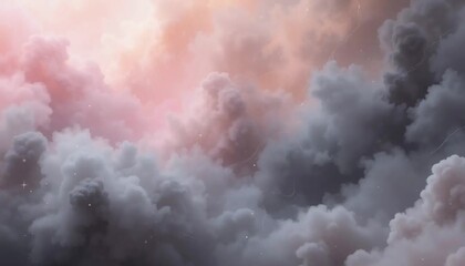 Obraz premium Majestic pink and purple clouds in the sky with a dreamy and dramatic atmosphere creating a soft and surreal natural background for artistic inspiration