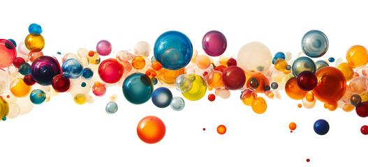 a group of colorful balloons floating on a white background PNG.AI GENERATED