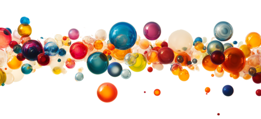 a group of colorful balloons floating on a white background PNG.AI GENERATED