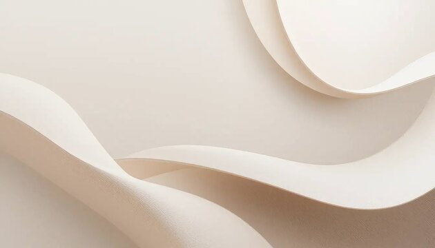 Luxurious white and beige curved paper folds creating a smooth and elegant abstract background with a minimal and sophisticated artistic design