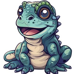 Fototapeta premium Cute baby iguana with tiny spikes and a cheerful pose.