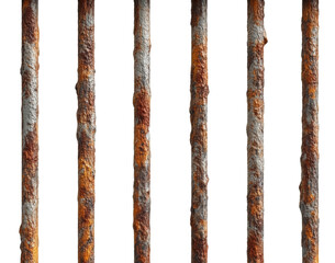 prison metal bars old weathered isolated transparent background 