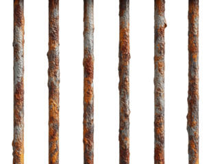 prison metal bars old weathered isolated transparent background 